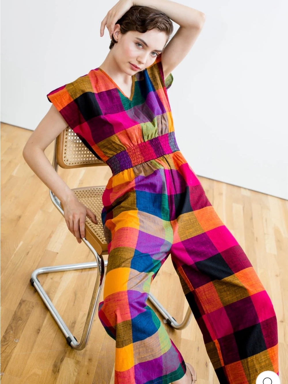 RUJUTA SHETH Multi Check Jumpsuit Size Medium NWT
